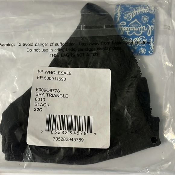 Free People Galloon Lace Triangle Underwire Bra in Black - NEW - Size 32C - Picture 4 of 4